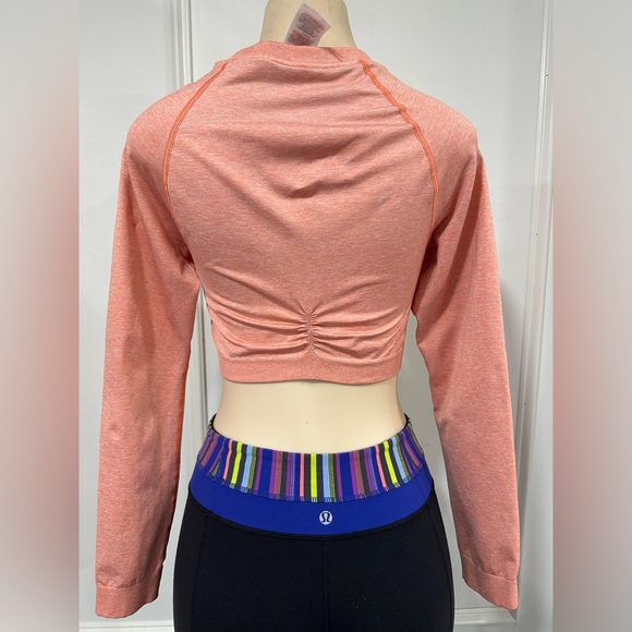 GYMSHARK  ADAPT MARL SEAMLESS LONG SLEEVE CROP TOP SIZE MEDIUM ORANGE - Picture 4 of 6